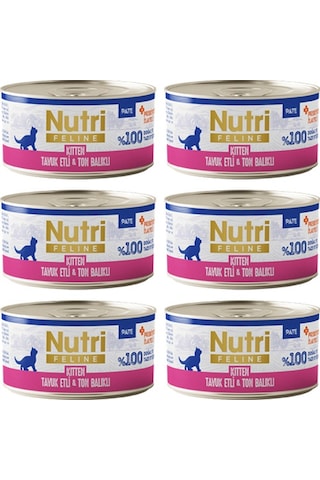 Nutri Feline Kitten Pate 70gr Pate Tavuk Etli Ton Balıklı 6adet Yaş Yavru Kedi Maması