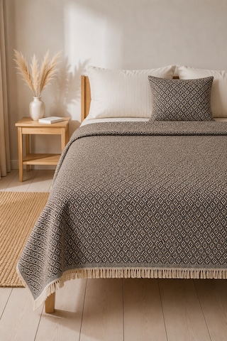 Dokuma Pike Çiftkişilik 200x220 Çok Amaçlı Bohem Yatak Örtüsü Kahverengi