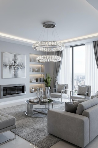 Kristal 2 Katlı Uzaktan Kumandalı Krom Avize