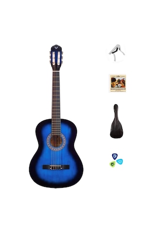Klasik 4/4 Mavi Gitar Seti