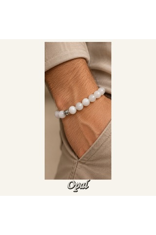 Opal Taşı Bileklik 8 Mm, Unisex, Elastik Çok Renkli