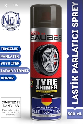 Prosaüber Pro Sauber Tyre Shiner Lastik Parlatıcı Sprey 500 Ml Nano Teknoloji Uzun Süre Kalıcı Parlaklık