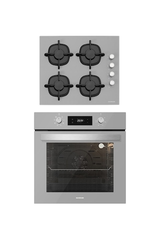 Silverline BO6504S01 - CS5335S01 Gri Cam Ankastre Set