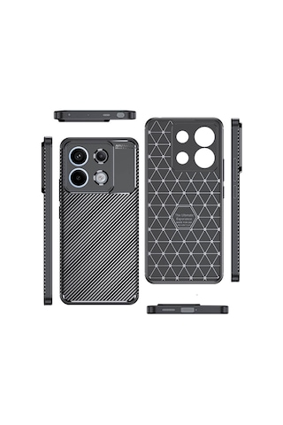 Xiaomi Redmi Note 13 Pro 5G Kilif Kamera Korumalı Karbon Silikon