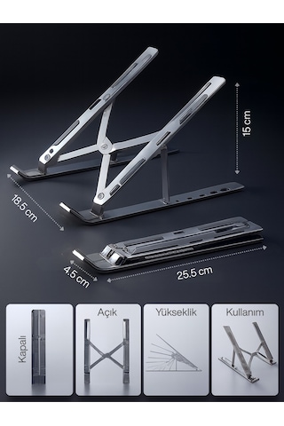 7 Dereceli Katlanabilir / Taşınabilir Metal Laptop Standı I Tablet - Telefon - Kitap Uyumlu
