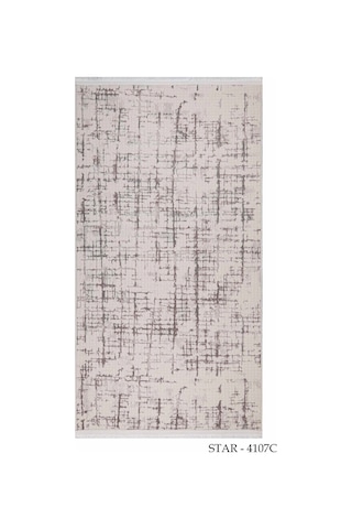 My Evilla Modern Dekoratif Star Seri Krem Gri Dokuma Halı Star4107c