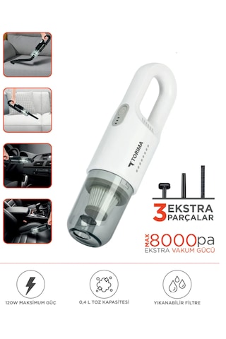 Torima A-031 Beyaz Mini Şarjlı Araç El Süpürgesi