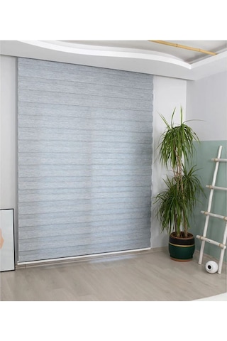 İthal Bambu Açık Gri Zebra Stor Perde Etek Dilimsiz Gri