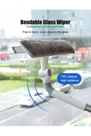 Yedek Bezli Cam Silme Aparatı Bükülebilir Teleskopik Camsil