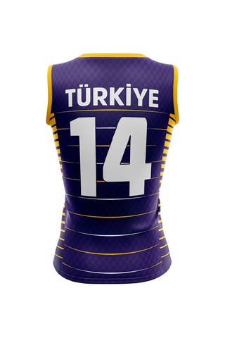 Voleybol Forması Türkiye Model Dijital Baskı Kişiye Özel Mor