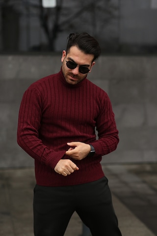 Martino Butik Unisex Balıkçı Yaka Triko Bordo Kazak Bordo