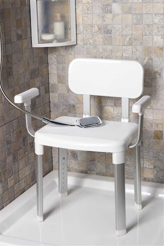 Cappadocia Paslanmaz Alüminyum Sırt Ve Kol Destekli Yaşlı Engelli Banyo Sandalyesi 130 Kg Kapasite -7463