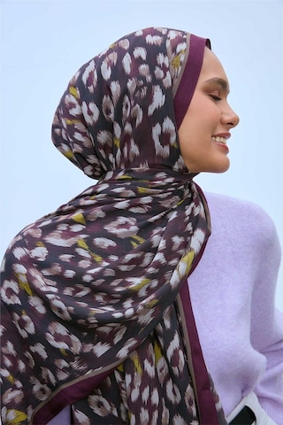 Silk Home Eco Viscose Leopar Desen Şal 6001 Mürdüm-siyah-vizon