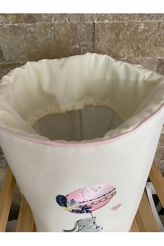 Home Baby Balonlu Tavşan Nakışlı Bez Oyuncak & Kirli Sepeti Çok Renkli