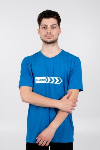 Hummel Armin Pamuklu Antrenman Tişört Sax Mavi Baskılı