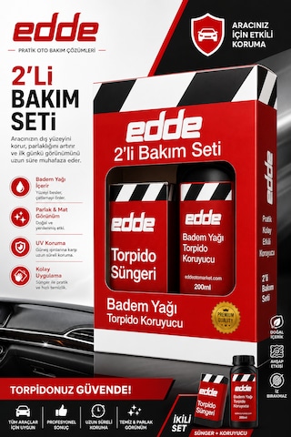 Edde Araba Araç Oto Torpido Koruyucu Koruma Badem Yağı Ve Torpido Süngeri 2 Li Set 250ml