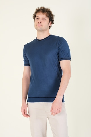 Giyim Dünyası Erkek Sıfır Yaka Biyeli Merserize T-shirt Petrol Mavi 001