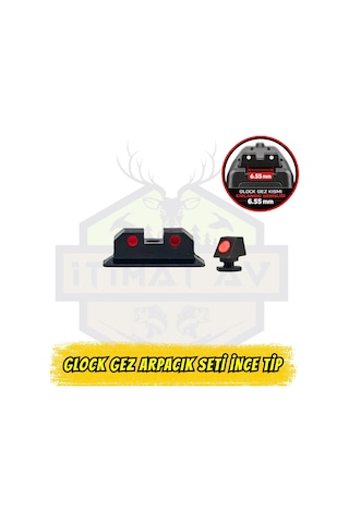Glock Uyumlu İnce Tip Kırmızı Fiber Optik Gez Arpacık Seti