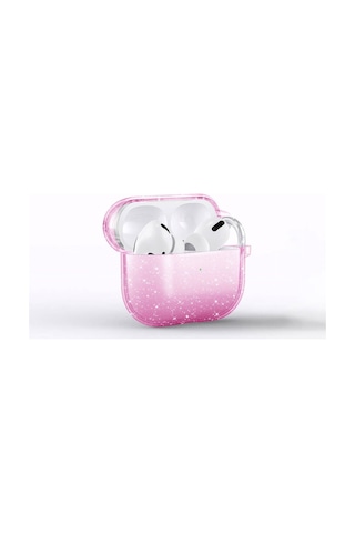 Apple AirPods Uyumlu 3. Nesil Zore Allstar Airbag 32 Parlayan Simli Saydam Renkli Kılıf Pembe