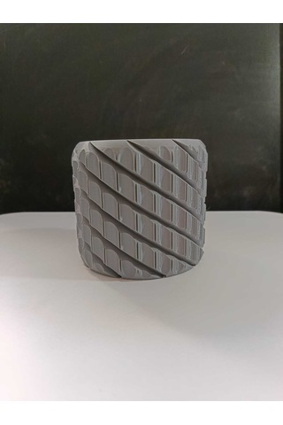 Spiral Desenli Gri Çok Amaçlı Organizer Kalemlik / Saksı / Fırçalık
