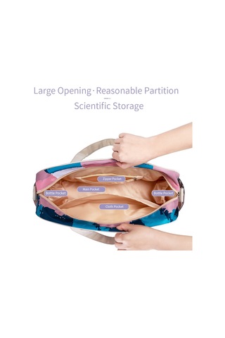 Neevoyu Insular Bebek Bezi Çantası 6067 - Taşınabilir Çift Taraflı Askılı Çanta, Dayanıklı 210d Poliester, Çoklu Cep, Siyah Petal Desenli Siyah