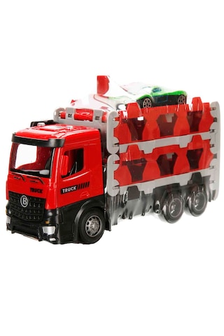 Maxx Wheels Sürtmeli Taşıyıcı Kamyon Fırlatıcılı Araçlı Açılıp Kapanabilen Taşıyıcı Tır Kırmızı