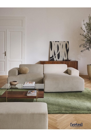 Most Mollista 2 Modül Sağ Köşe Koltuk Ekru Fitilli Kadife Kumaş Y