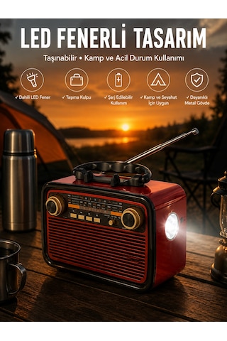 Eskitme Nostalji Tasarımlı Bluetoothlu Nostalji Radyo Ahşap Nostaljik Görünümlü 34231827
