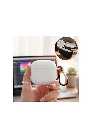 Caseonn Apple Airpods Uyumlu 5 Kılıf Askı Aparatlı Lansman Beyaz