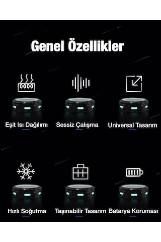 Polham Rgb 5-8.45 İnç Dijital Göstergeli Tablet Soğutucu Telefon Gamer Oyuncu Radyatör Soğutma Fanı