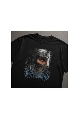Yolo Street Şovalye Baskılı Oversize %100 Pamuk Erkek Tişört Vintage Dark Streetwear Siyahh1