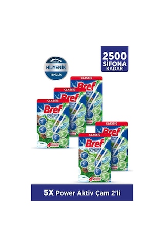 Bref WC Power Aktiv Duopack Katı Tuvalet Bloğu Çam 5 x 2'li Paket