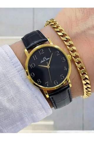 Erkek Kol Saati Pu Deri Kordon Siyah Renkli Kadran Gold Kasa Bileklik Hediyeli Analog Quartz Klasik Şık Günlük Erkek Saati Swt13 Çok Renkli 47033907