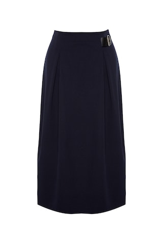 Ersefa Moda Tesettür Regular Düz Desen Günlük Uzun Boy Kemer Detaylı Dok Lacivert