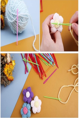 Çuvaldız Yün İğnesi Renkli Plastik 24 Cm 20 Adet Plastik Yün Örgü Örme Dikiş İğnesi Dokuma İğnesi Yün Dikme İğnesi