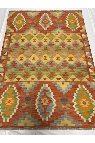 El Dokuma Afgan Kilim 100% Yün Kök Boya Elsanat Eserı Evinize Renk Katacak Çok Renkli