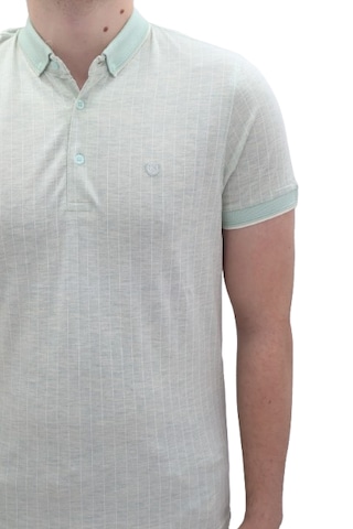 Santa Dmctekstil Erkek Kavis-108 Çizgili Spor Kesim Dar Kalıp Cepsiz Polo Yaka T-shirt Yeşil