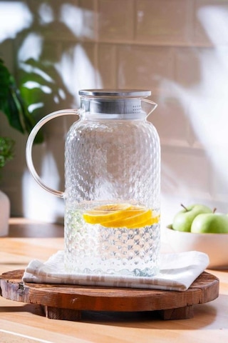 Kapris Balıksırtı Desenli Cam Sürahi 2000 Ml Sa6866