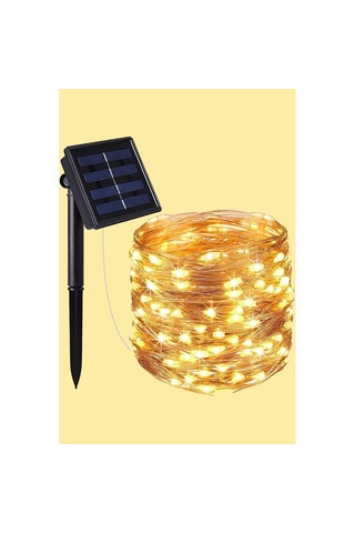 Güneş Enerjili 20 Metre 200 Led Gün Işığı Bahçe Aydınlatması 8 Modlu Su Geçirmez Solar Peri Işık