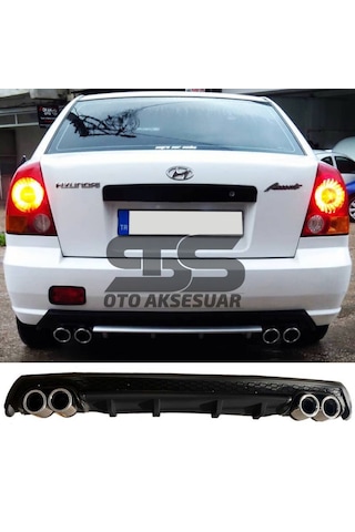 Hyundai Accent Admire Difüzör Arka Tampon Eki 4 Egzoz Çıkışlı Siyah Lüx Tip