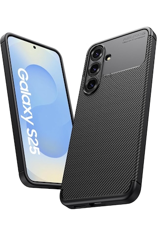 Samsung Galaxy S25 Uyumlu Kılıf Kamera Korumalı Karbon Silikon Kapak