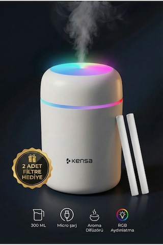 300 Ml Ulrasonik Ledli Hava Nemlendirici Buhar Makinesi Ve Aroma Difüzörü 2xfiltre Hediyeli