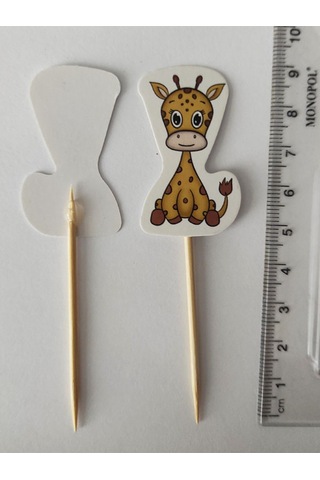 30 Adet Dekoratif Karton Sevimli Zürafa Şeklinde Pasta Kürdanı 6,5 Cm
