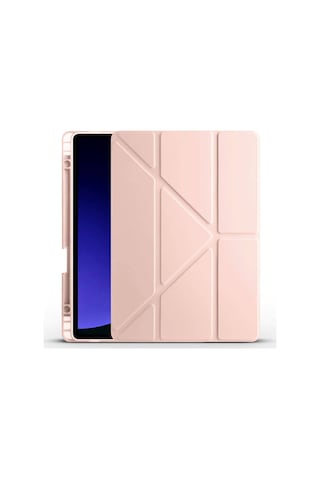 Galaxy Tab S9 Kılıf Uyumlu Zore Tri Folding Kalem Bölmeli Standlı Kılıf-rose Gold Tablet Kılıfı