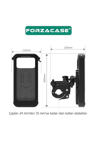 Bisiklet Motosiklet Su Geçirmez Gidon Uyumlu Telefon Tutucu Fc780 Siyah