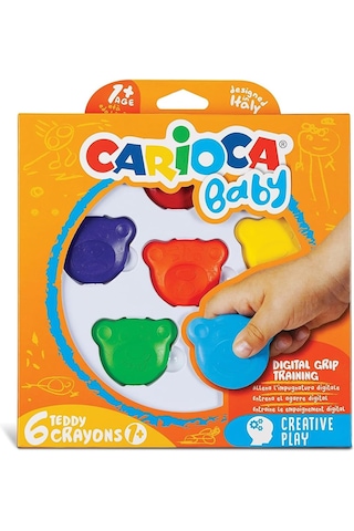 Carioca Teddy Şekilli Kirletmeyen Mum Boyalar 6'lı