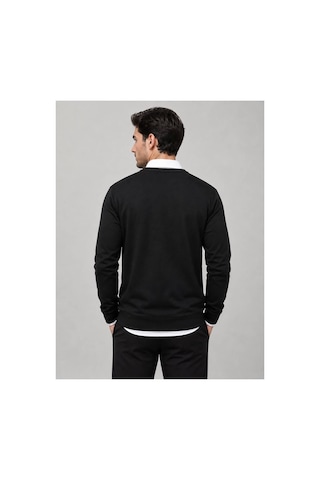 Neco Giyim Erkek Slim Fit V Yaka Pamuklu Siyah Kazak Siyah