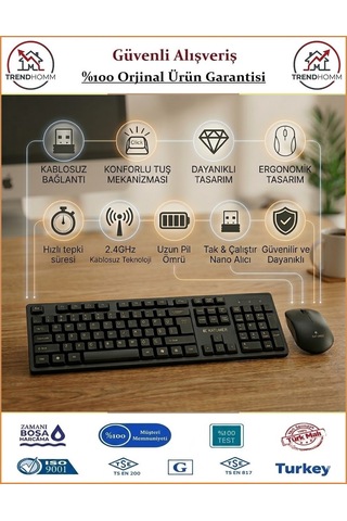Trendhomm - Veno Pro - Kablosuz Klavye Ve Mouse Seti