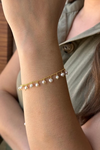 İncili Zincir Bileklik 4,5 Mm 21 Cm / Sarı Sarı Sarı Altın