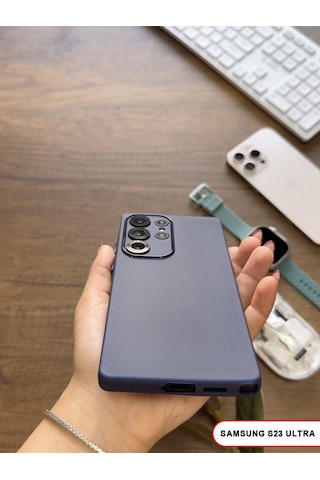 Samsung Galaxy S23 Ultra Uyumlu Süper İnce Mat Ultra Thin Silikon Kılıf Lacivert